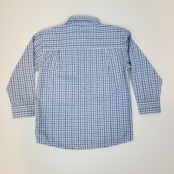 Kenneth Cole Reaction Boy's Blue Plaid Button Up Long Sleeve Shirt Size 5 - Picture 3 of 5